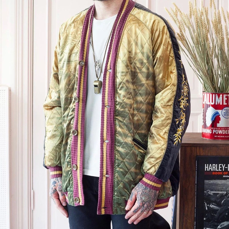 

Kapital Double Sided Laser Wear Nylon Stitching Flower Embroidery Velvet Loose Cardigan Jacket Japan Style Women and Men Coats
