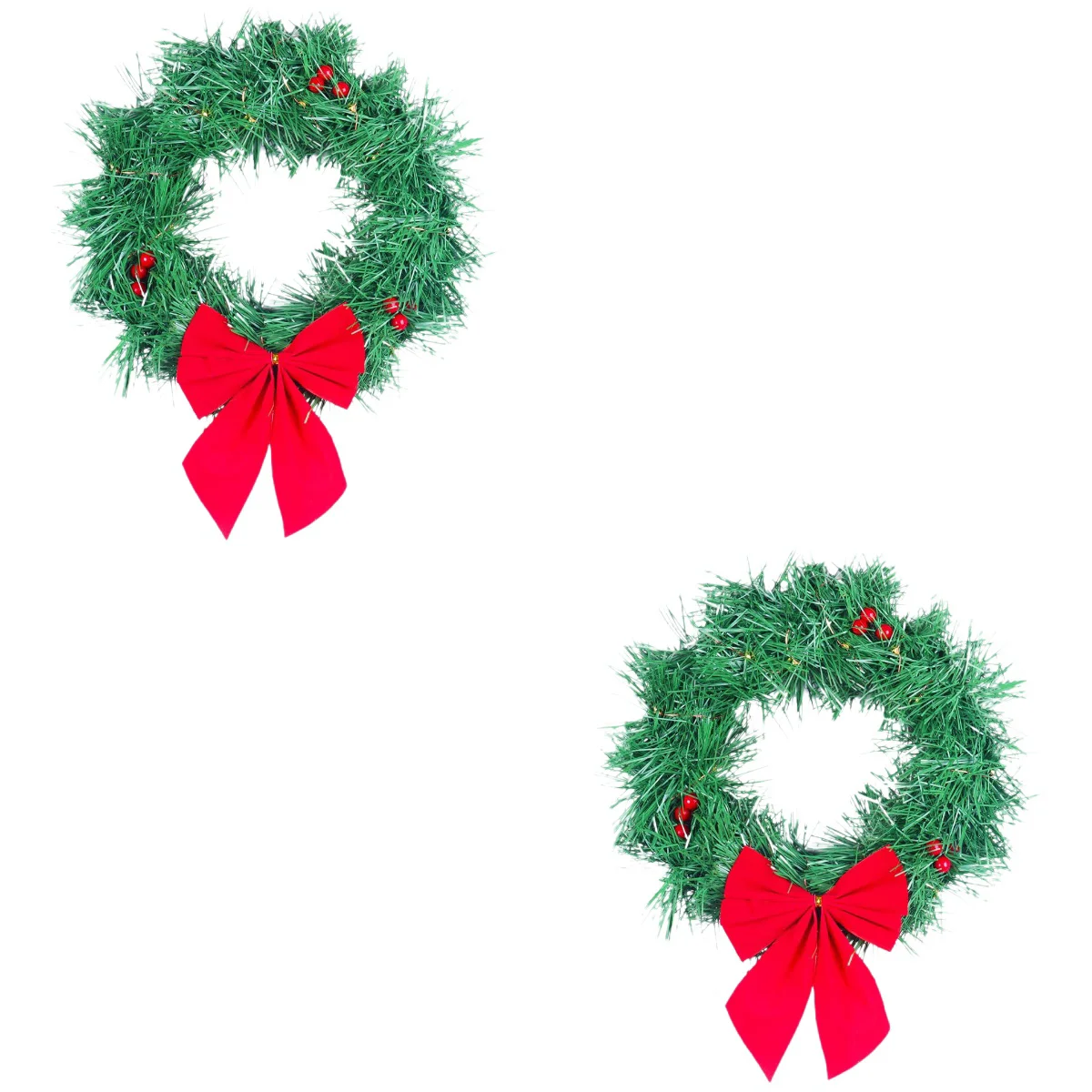 

2pcs Christmas Bowknot Garland Simulation Xmas Wreath Pendant Car Hanging Ornament With