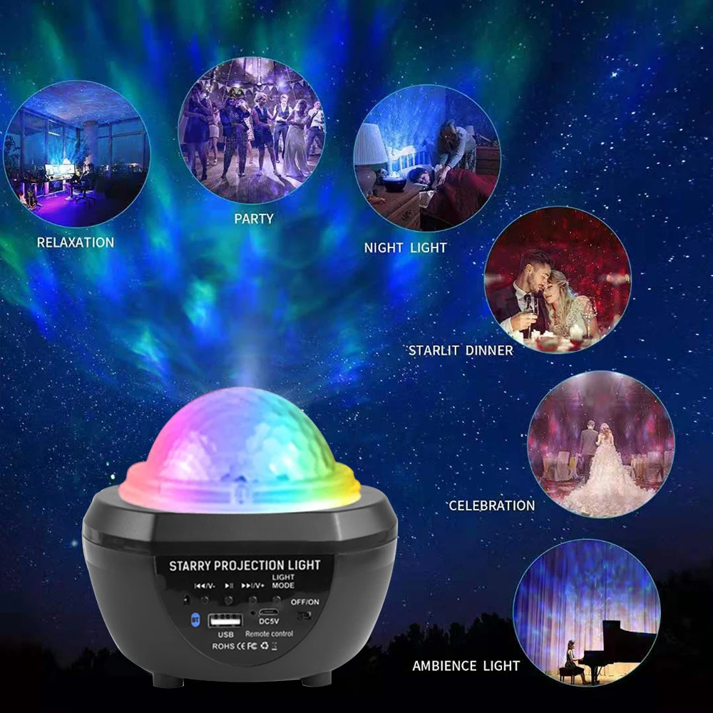 LED Projector Light Galaxy Star Night Light Audio Bluetooth Music Player For Room Party Christmas Decoration images - 6