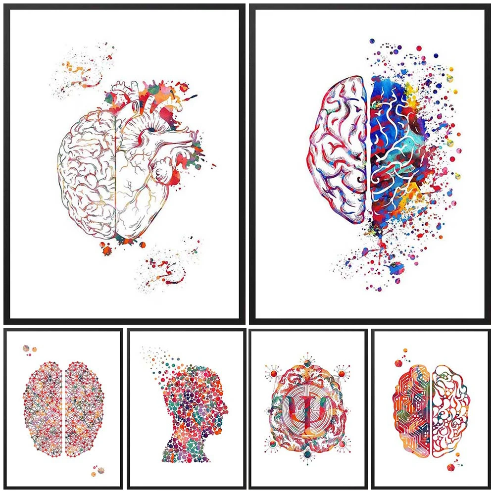 

Brain Psychology Posters medicine Nordic Poster Wall Art Canvas Painting Home Decor Wall Pictures For Living Room Unframed