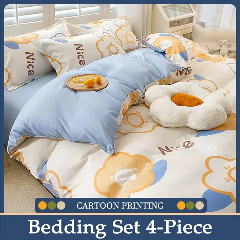 

YanYangTian Summer Bedding set bed linen cotton plus size sets family set queen duvet cover set for home comfort quilt cover set