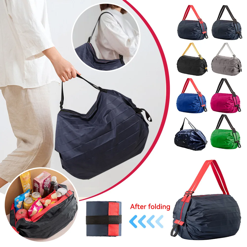 

Big Folding Shopping Bag Eco-Friendly Reusable Portable One Shoulder Handbag For Travel Grocery Fashion Pocket Bag