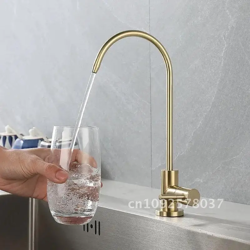 1/4 &quotкухонный золотой прямой питьевой кран для очистки воды с одним фильтром