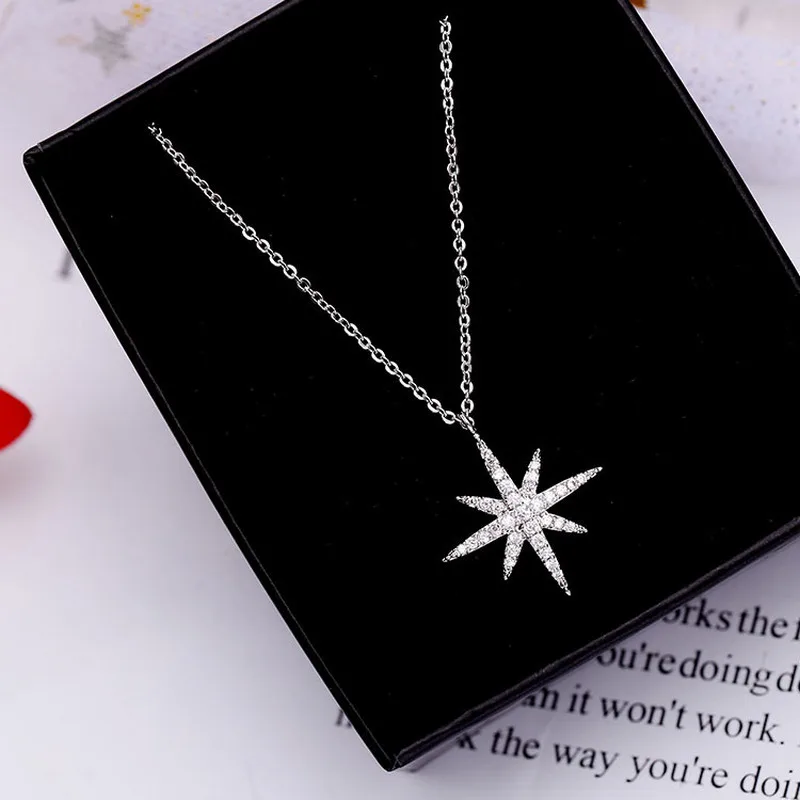 Ожерелья CIAXY 925 с восьмиконечной звездой для женщин темпераментная сияющая