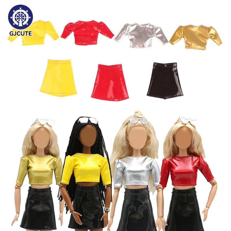 

Аксессуары для кукол 29 см, кожаная юбка из искусственной кожи с коротким рукавом и зеркалом, Кожаная Одежда для кукол