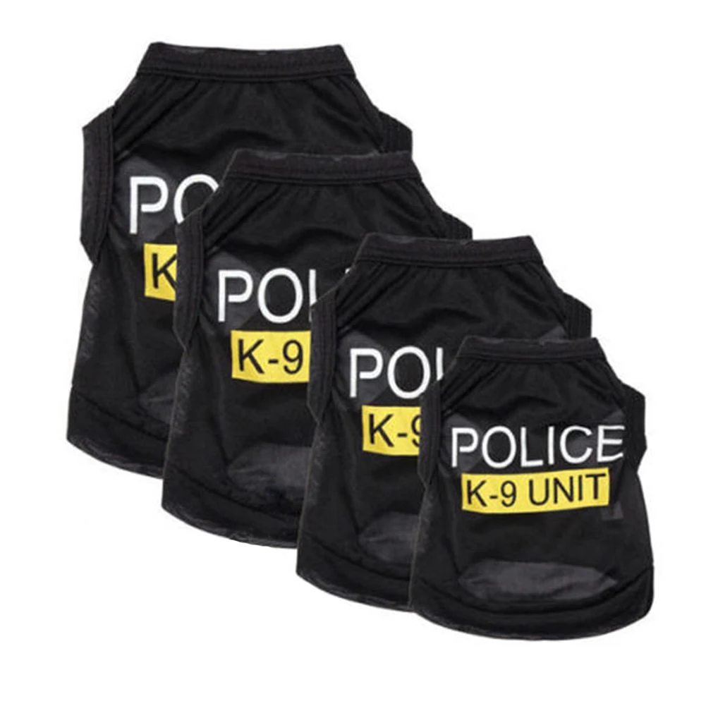 

Police Suit Cosplay Dog Clothes Black Elastic Vest Puppy T-Shirt Coat Accessories Apparel Costumes Pet Clothes for Dogs Cats