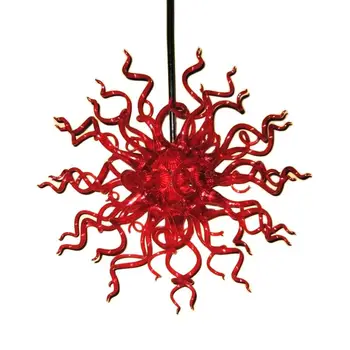 Small Lamp Red Elegant Hand Blown Glass Chandelier Festival Light Living Room