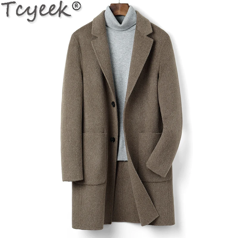 

Двустороннее Женское шерстяное пальто из альбаки, зимнее утепленное пальто средней длины из шерсти альпака, пальто