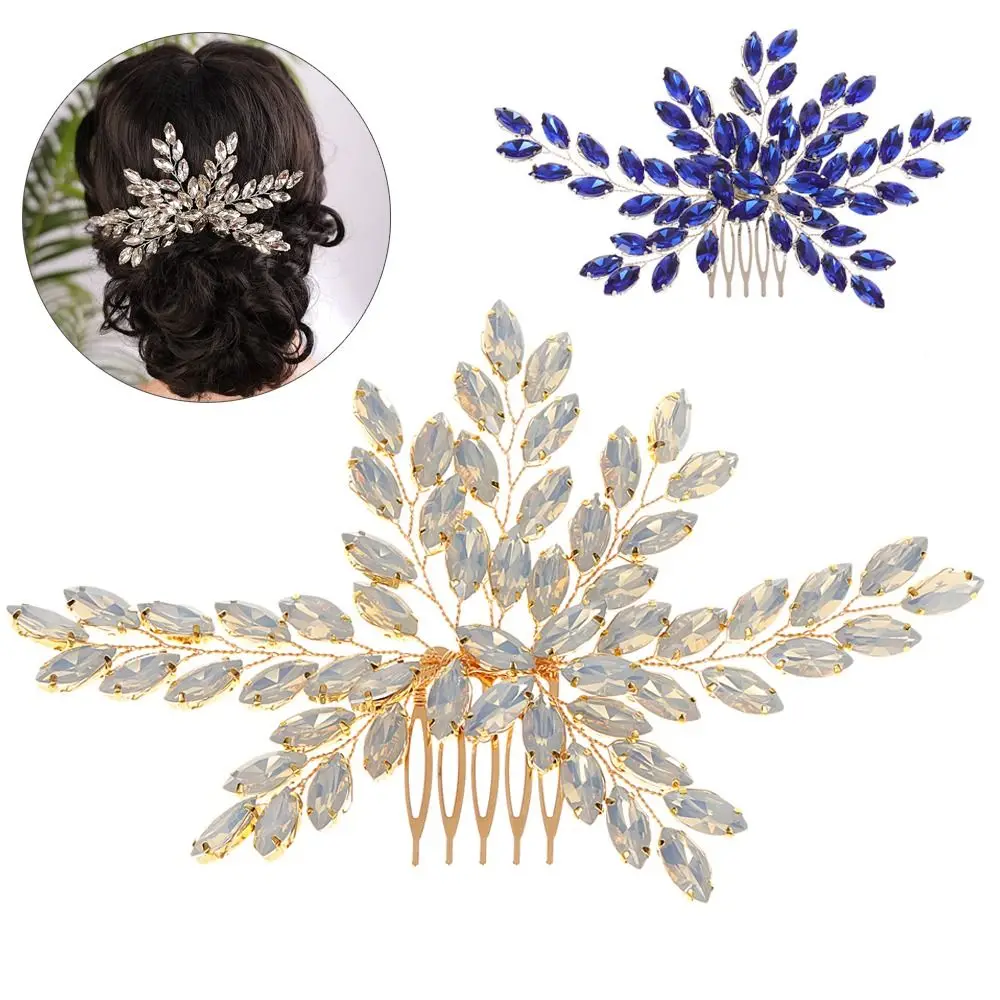 Wedding Hair Jewelry Royal Blue Rhinestone Hairpins Bridal Clips Hair Combs Crystal Tiara