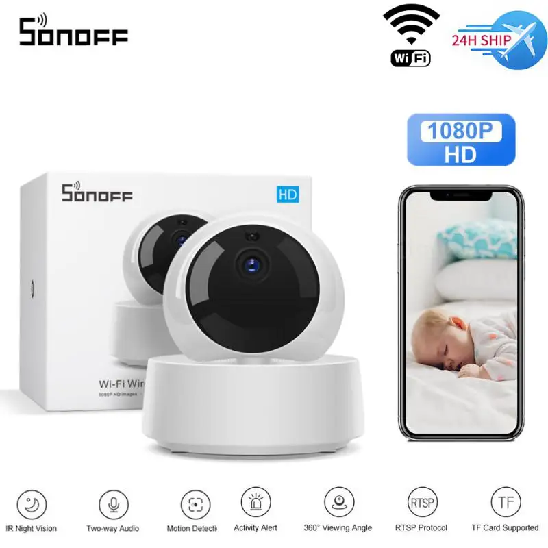 

SONOFF GK-200MP2-B 108P HD Mini WiFi Camera eWeLink Smart Home Security Camera 360° IR Night Vision with Two-Way Audio IP Camera