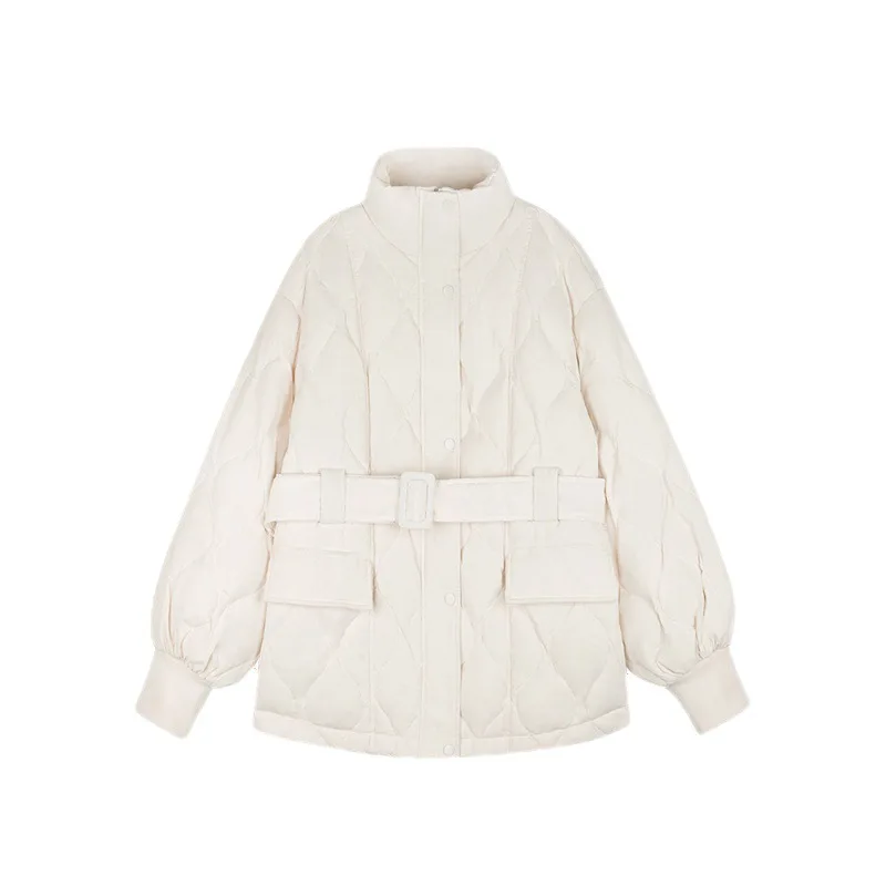 Women's Cotton Padded Coat Autumn Winter Thin Warm Parkas Korean Fashion Tunic Belt Short Outerwear 2022 New Female Jacket Tops