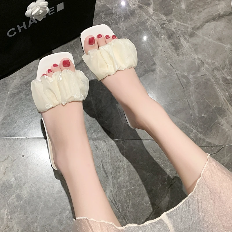 

Women's Slippers Fashion Transparent Thick Heel Women Shoes Sexy Open Toe Sandals Women Large Size 43 2022 New Summer Footwear