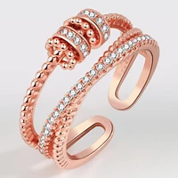 zircon opening adjustable rings for women female double layer cross hollw out index finger ring cold wind jewelry accessories
