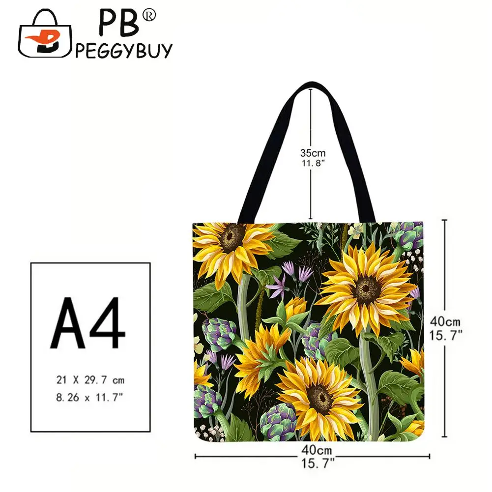 Портативная дорожная сумка для покупок через плечо с принтом подсолнуха
