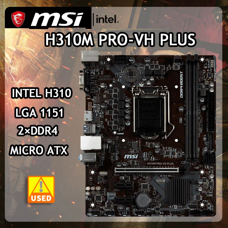 Материнская плата MSI H310M PRO-VH PLUS LGA 1151Intel H310 DDR4 32 Гб VGA PCI-E 1151 SATA III HDMI Micro ATX для процессоров G4900