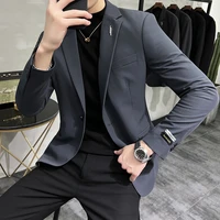 british style solid color for mens blazers high quality business casual suit jackets slim wedding groom dress coats street wear