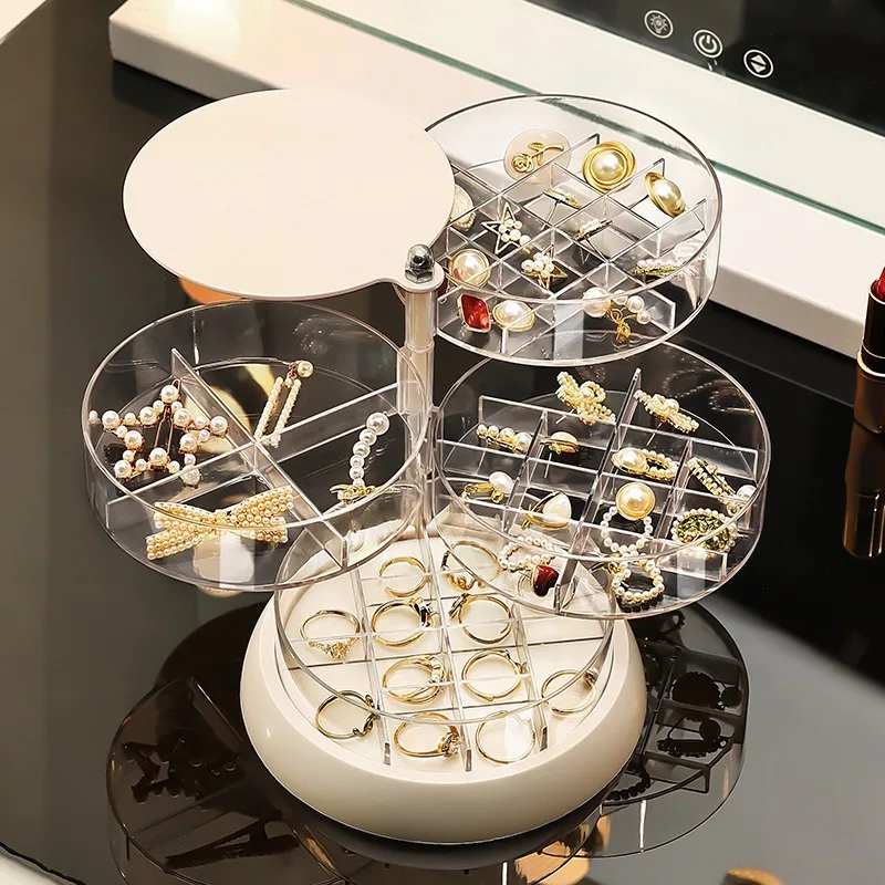 

Jewelry Organizer Hair Accessories Storage Box Rotating Multi-layer Head Rope Small Hairpins Stud Earrings Earrings Jewelry Box