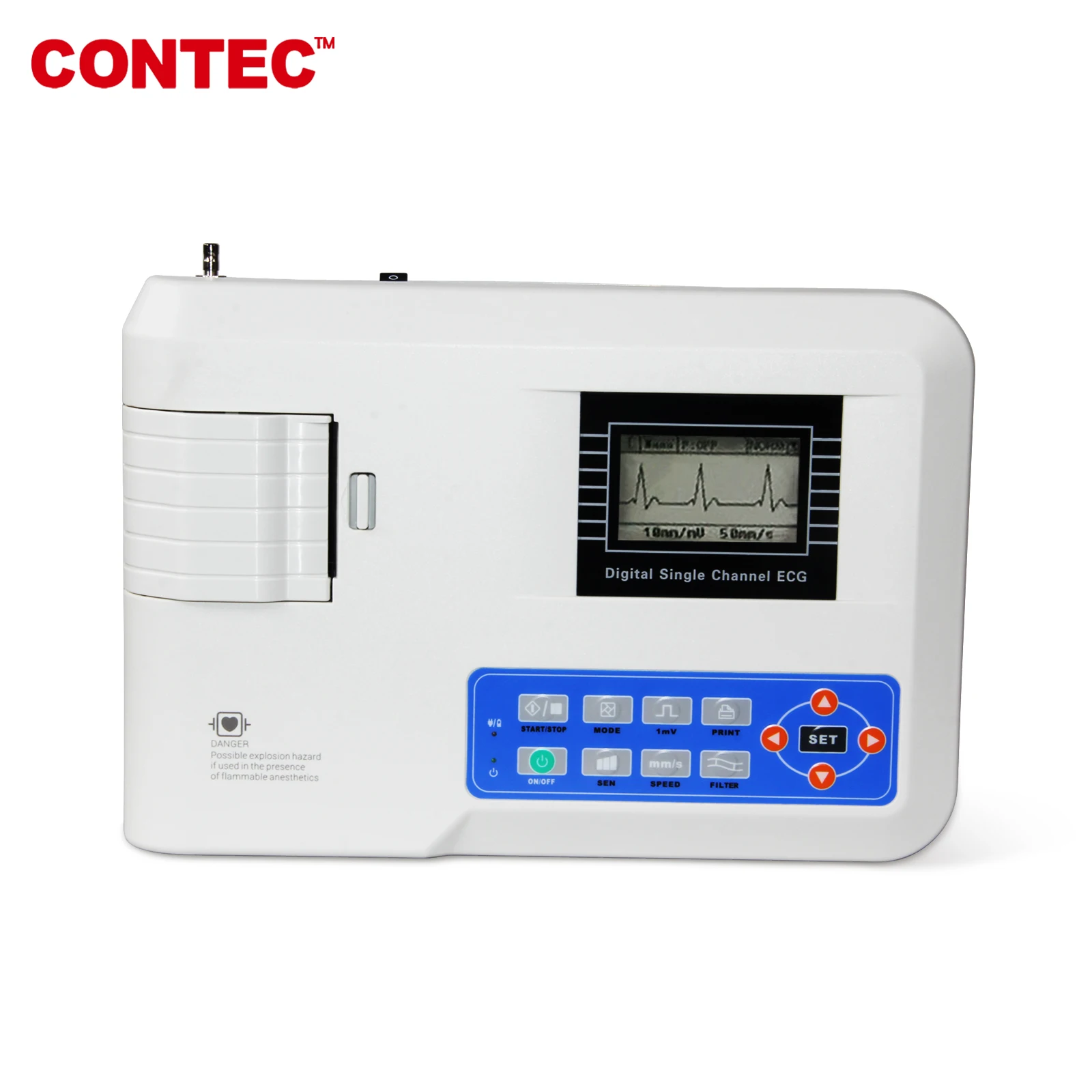 CONTEC CE ECG100G Single Channel Elektrokardiograph EKG Machine Monitor Cable Portable + Printer ECG |