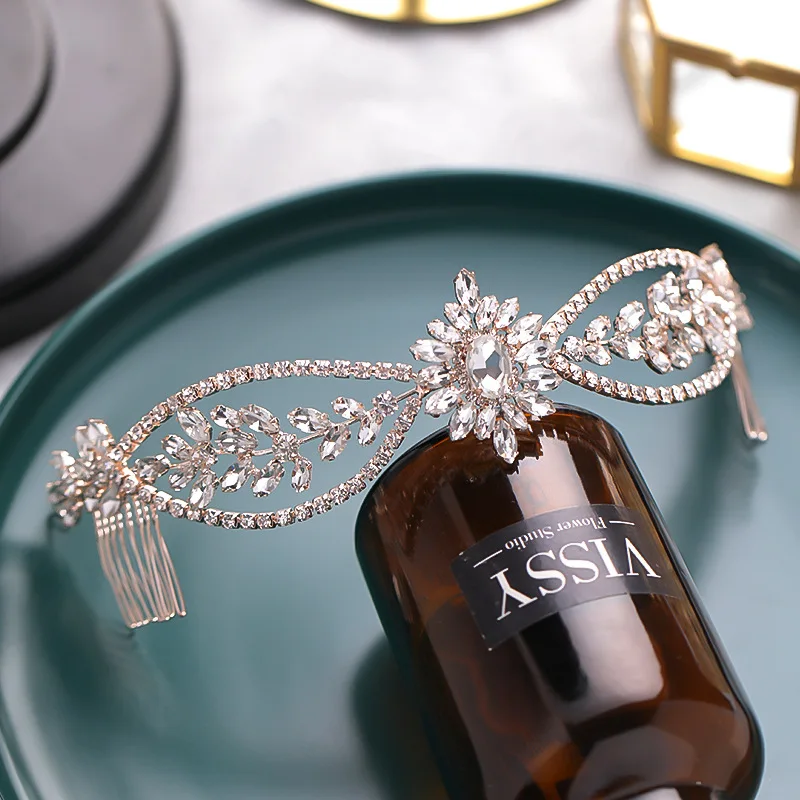 

New 1pcs/lot Rhinestone Hair Comb Wedding Flower Hair Accessories Bridal Hair Decoration WLCB128