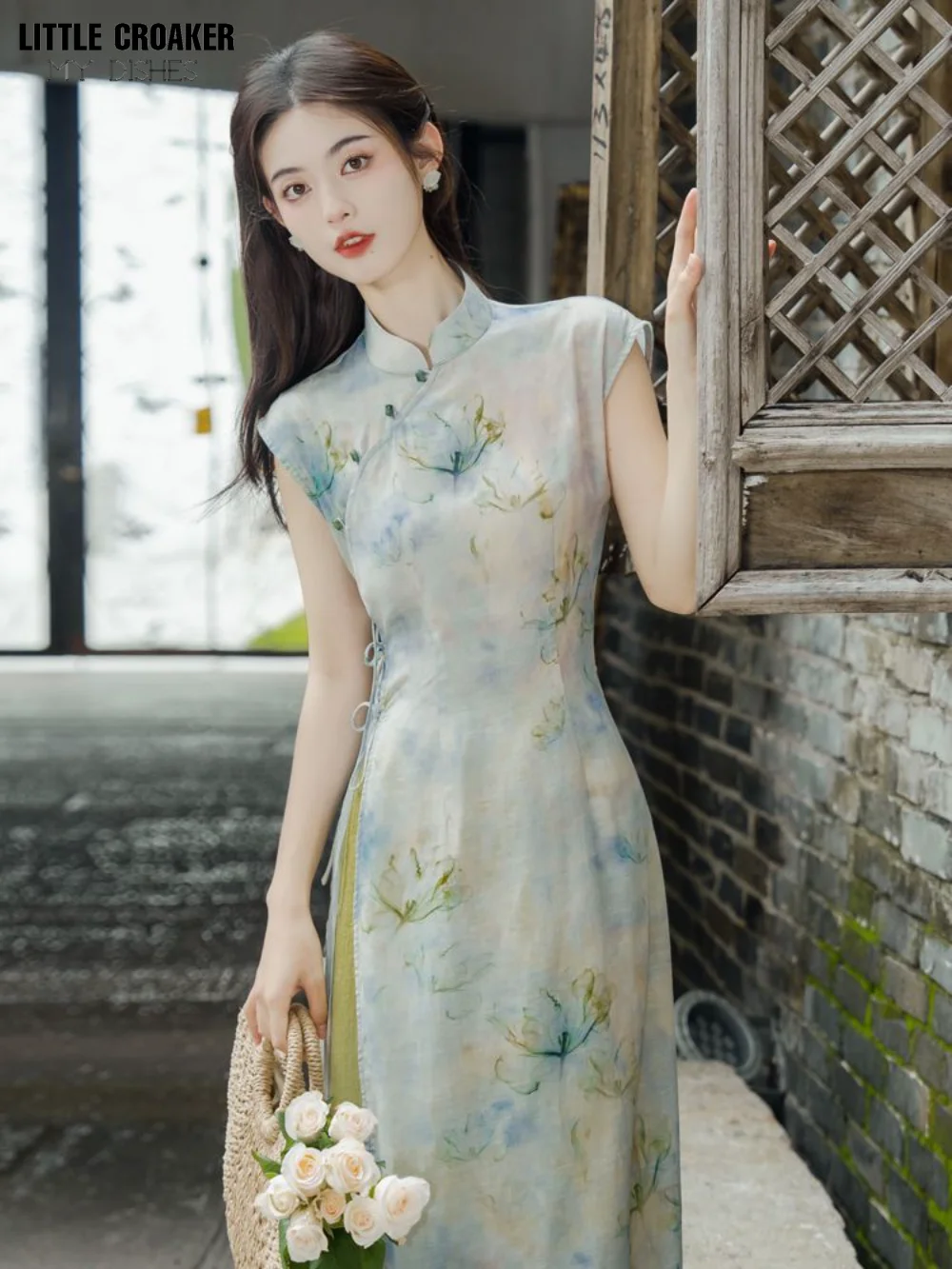 

Women 2023 New Vintage Chinese Long Fresh Qipao Improved Dress Youth High End Daily Cheongsam Ao Dai Vietnam Traditional Dress
