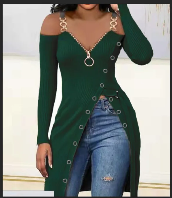 

Футболка женская повседневная с V-образным вырезом и длинным рукавом