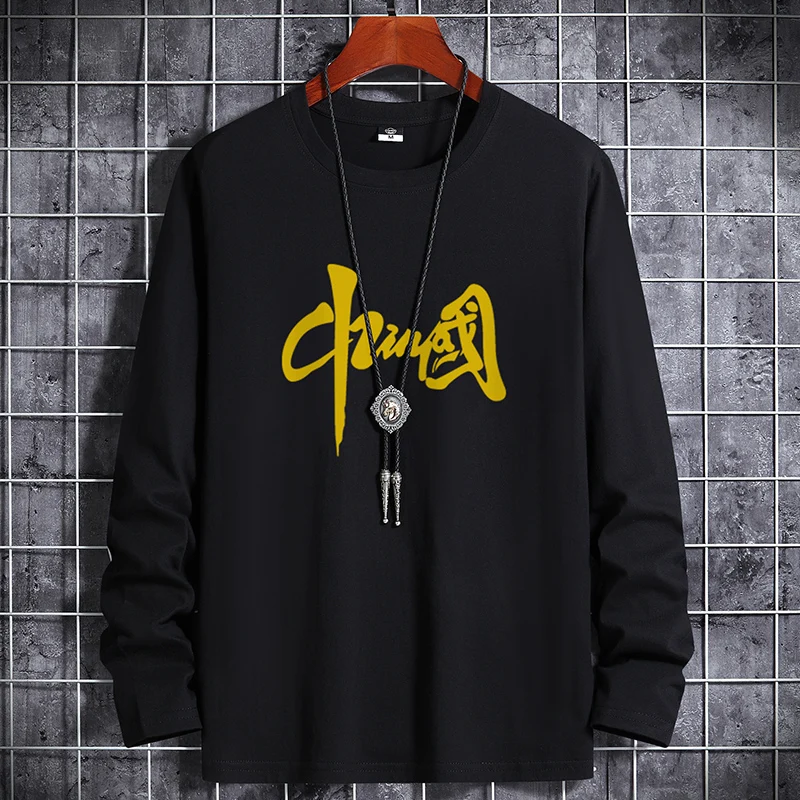 

Футболка мужская оверсайз с рисунком, хлопковая Повседневная рубашка с круглым вырезом, с рисунком аниме, Осень-зима