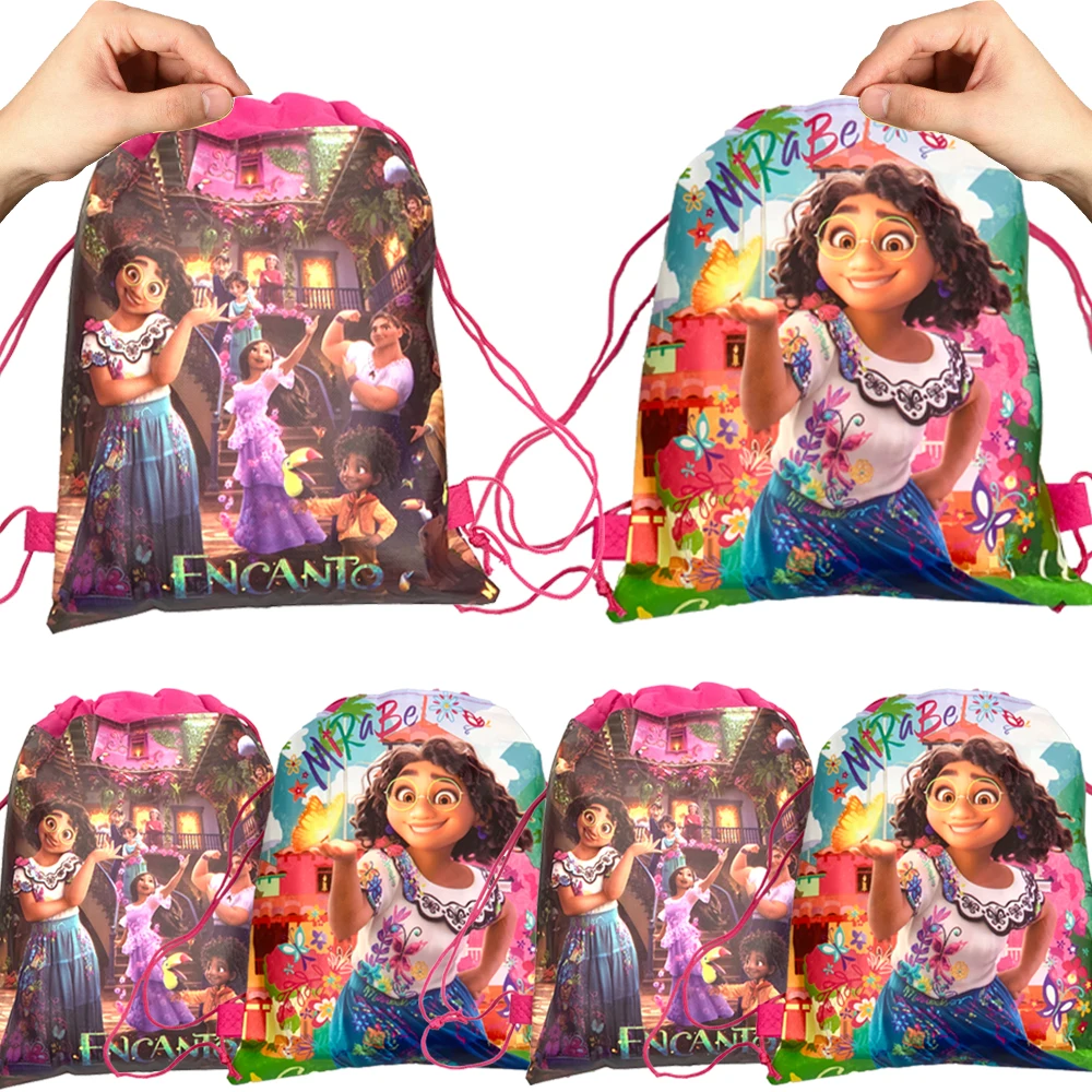 Wholesale Hot Cartoon Disney Encanto Birthday Party Gifts Non-woven Drawstring Bags Kids Girls Favor Swimming School Backpacks