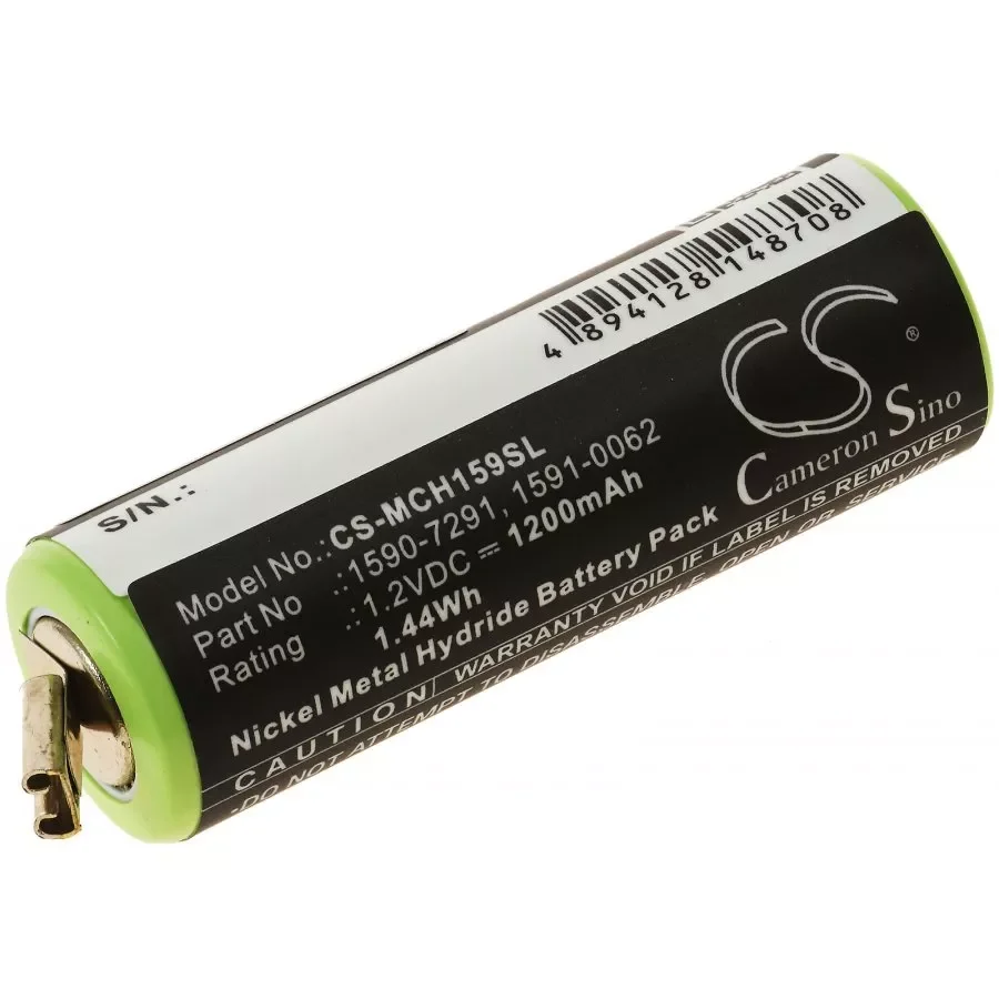 

NEW Powery Moser battery model 1590-7291, 1,2V, 1200mAh/1,4Wh, NiMH, 46,60mm x 14,20mm x 14,20mm, 100% . New