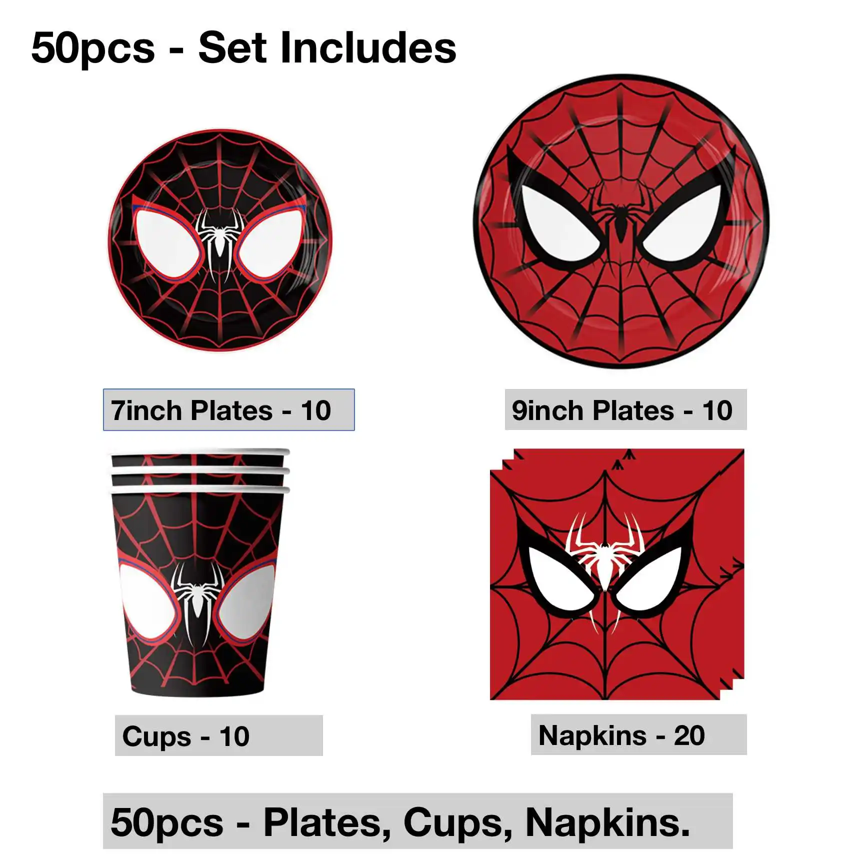 

Паук 50 шт. тарелки салфетки чашки для дня рождения Babyshower Свадьба детский день ужин праздники для школы колледжа