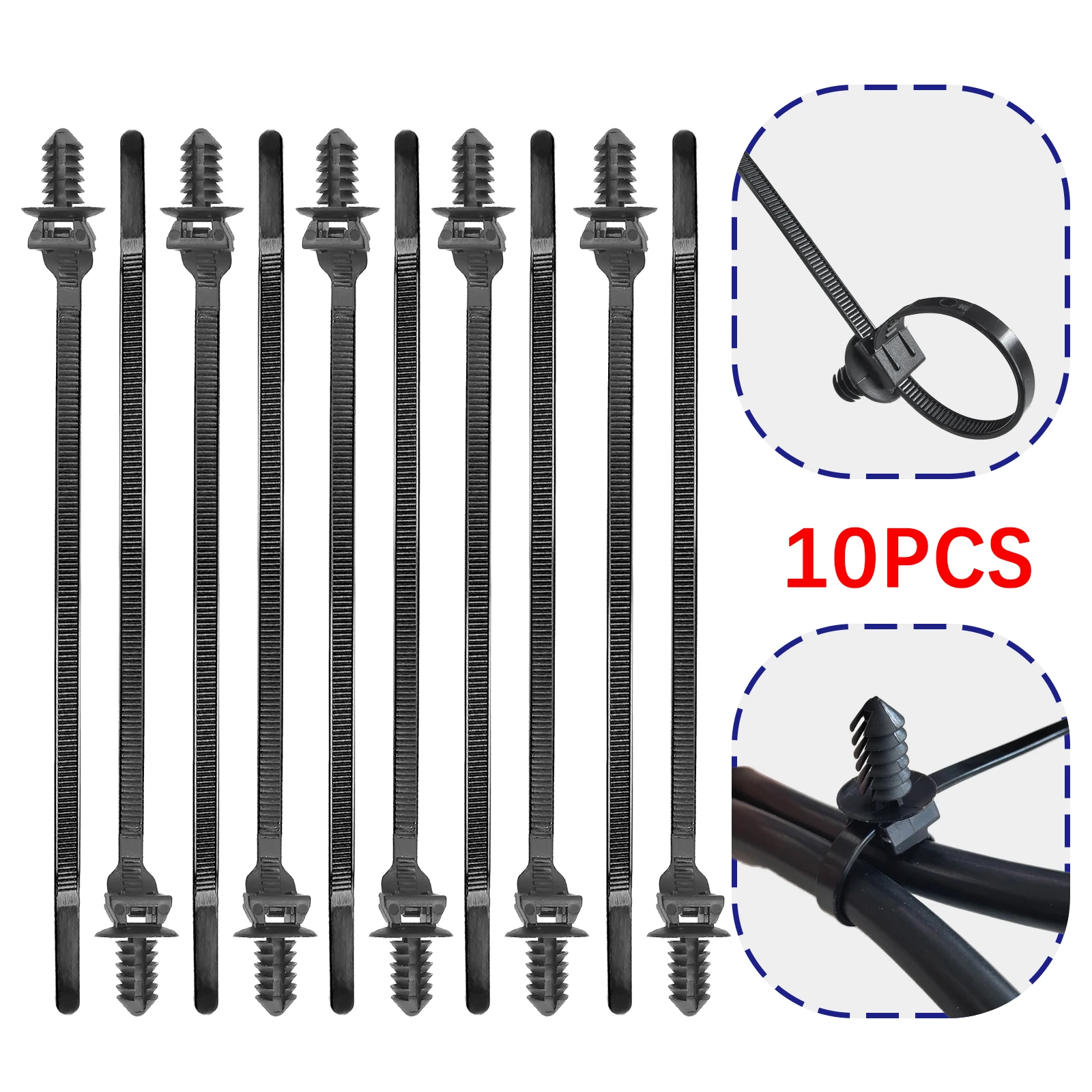 

10 шт. нейлоновый автомобильный жгут проводов, крепеж для автомобильного кабеля, фиксированная пряжка, зажим, ремешок, многофункциональный кабельный шланг, фиксированная пряжка, стяжки, универсальные