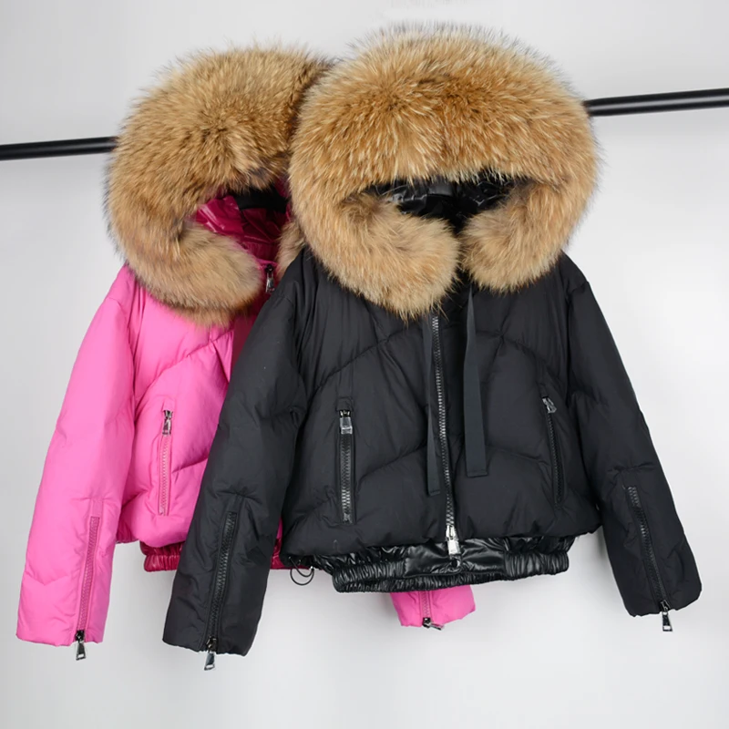 Women's Hooded Down Jacket Warm Autumn and Winter Down Jacket and Short Duck Down Parka Coat