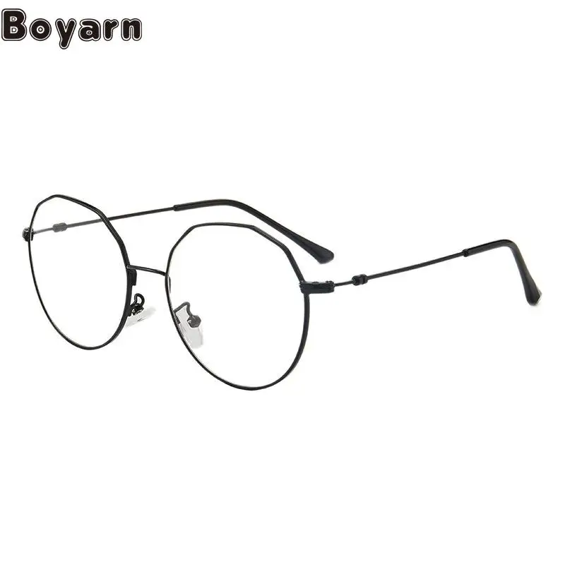 

Boyarn Polygonal Retro Round Spectacle Frame Stainless Steel Metal Full Frame Flat Lens Women's Literature And Art With Myopia S