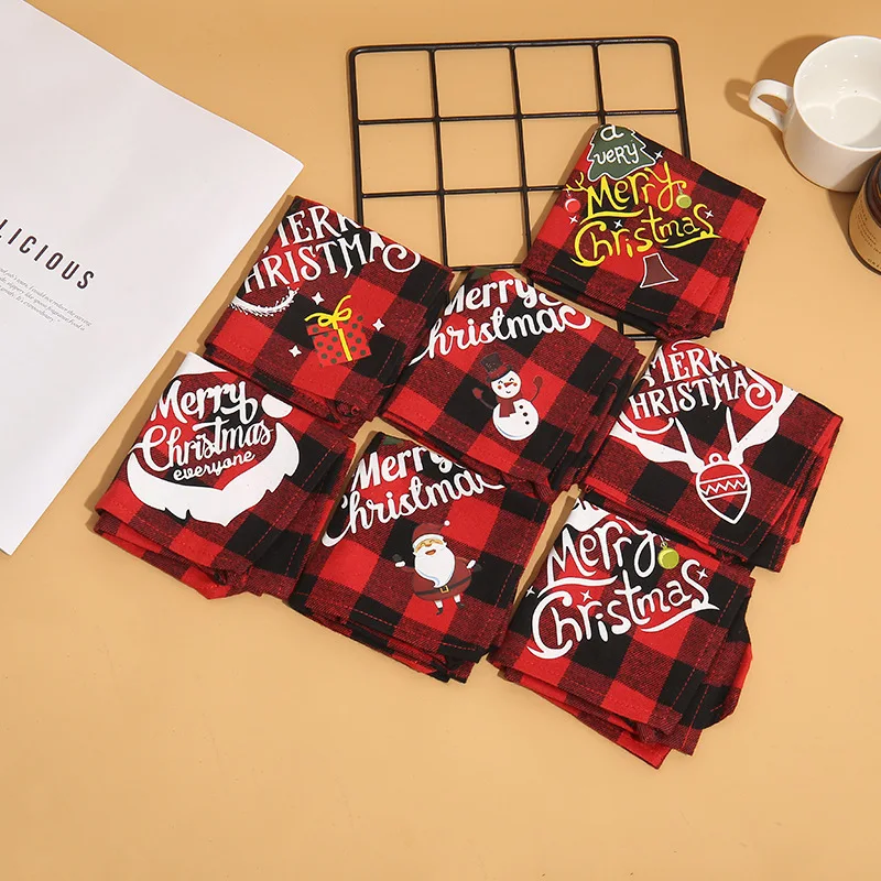 

Dog Bandana Christmas Classic Plaid Pet Scarf Triangle Bibs Cat Collar Washable Saliva Holiday Party Towel for Small Large Dogs