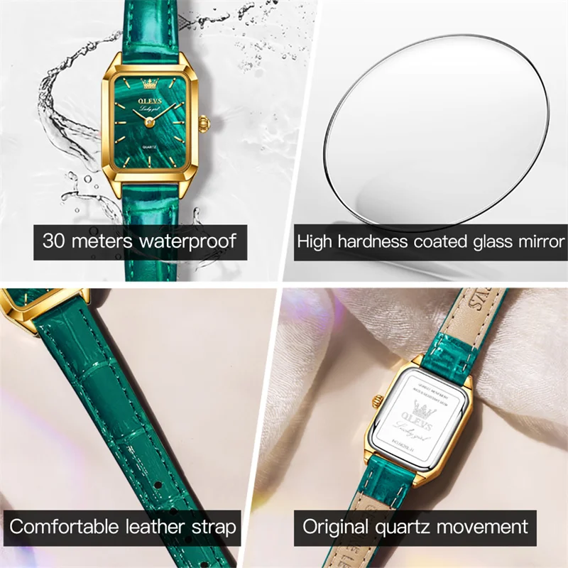 OLEVS 2023 New Fashion Green Quartz Women Watch Waterproof Luxury Brand Watch For Women Simplicity Clock Gift 6626 enlarge