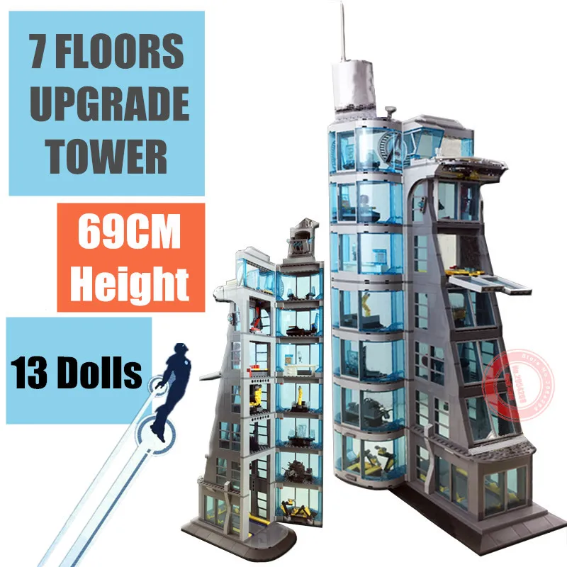 

New Marvels Avengers Tower Super Spiderman Starks Industry Iron Man Thor Thanos Figures Streetview Building Block Brick Gift Toy