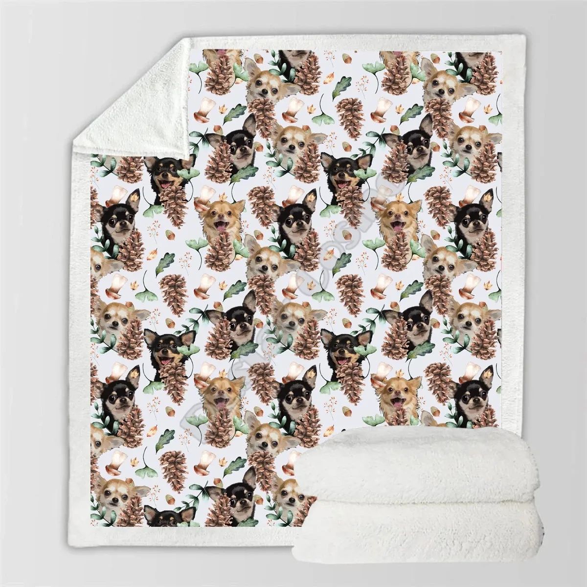 

Autumn Winter Chihuahua Blanket Fleece Blanket 3D All Over printed Wearable Blanket Adults/kids Fleece Blanket 02