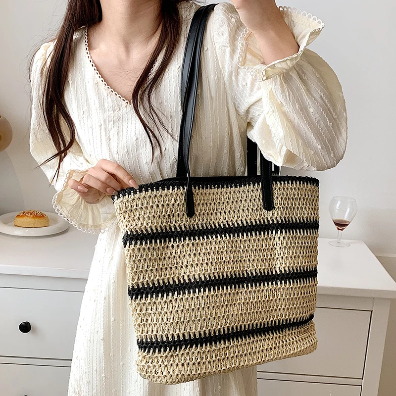 

High Quality Women Large Capacity Handbags Shoulder Bags Designer Ladies Straw Travel Messenger Bags Casual Female Tote Bag New