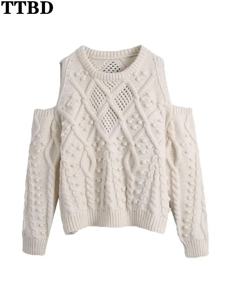 

TTBD sweater autumn Women fashion thick warm oversized knit sweater vintage high neck long sleeve female pullovers chic tops