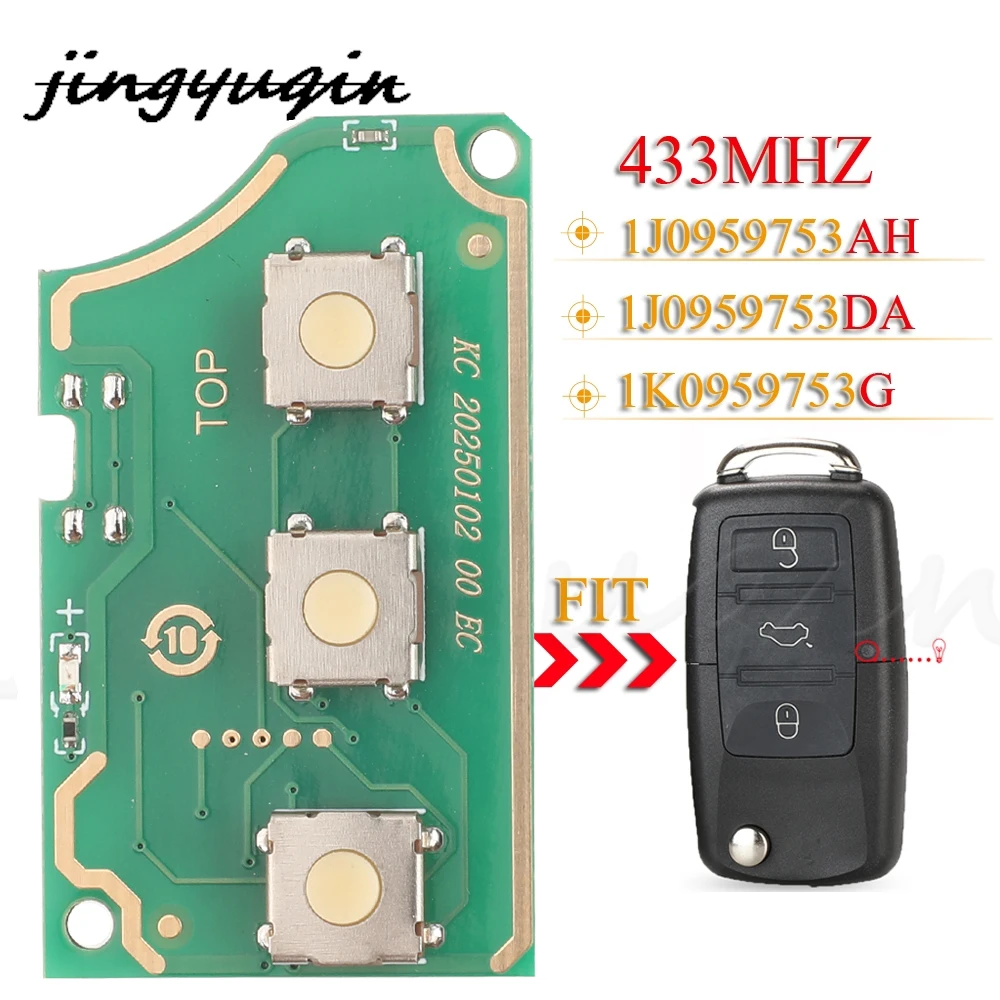 

Jingyuqin Плата дистанционного ключа автомобиля 1J 0959753 AH 1K 0959753 DA 1K 0959753 G 433 МГц для VW Golf Passat Polo Jetta Touran Bora Sharan