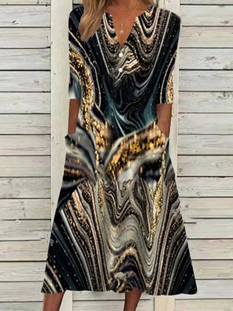 Женское плиссированное платье-макси на пуговицах Длинное Элегантное свободное