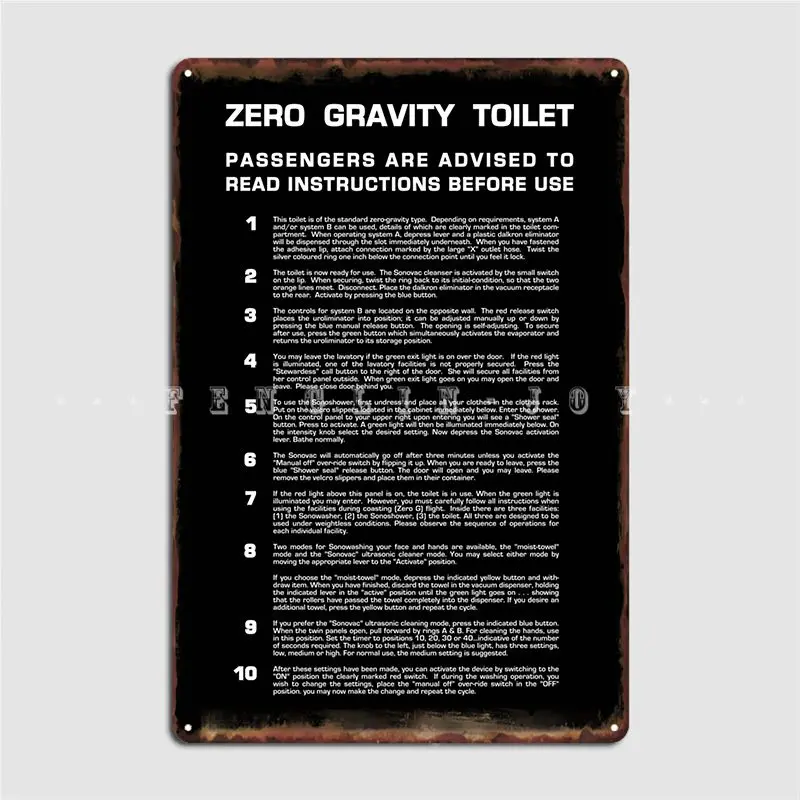 

Zero Gravity Bathroom Full White Text Metal Sign Garage Club Retro Plaques Wall Pub Tin Sign Posters