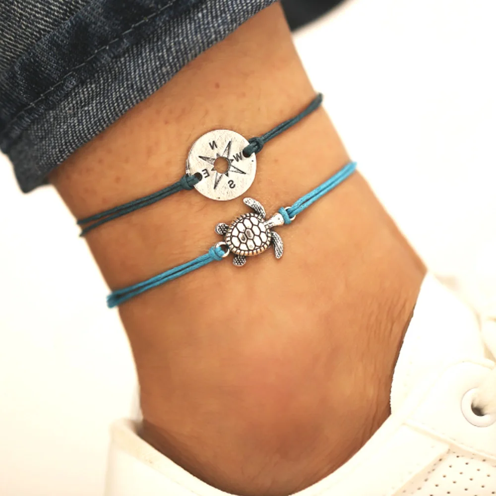 Простой женский ножной браслет из серебристого сплава на лодыжку ювелирные