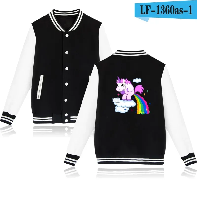 Бейсбольная куртка Luckyfridayf с единорогом Забавный мультяшный принт зимняя