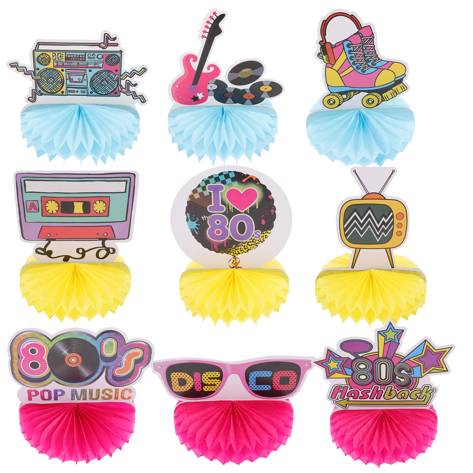 

9 шт. 1980s украшения для Рождества Христова 80-е 90-е ячеистые центральные части торта 80-е настольные топперы бумага 1990 стабильный Топпер