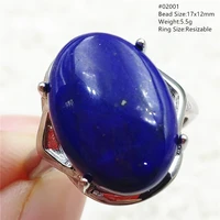 natural royal blue lapis lazuli ring gemstone adjustable oval 19x13mm 925 sterling silver fashion lapis lazuli bead ring aaaaa