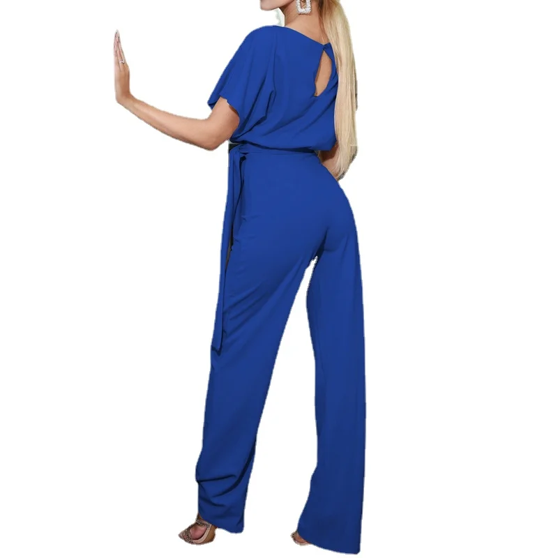 Women's High Waist Tunic oversized Overalls 2023 Elegant Jumpsuit Loose Short Sleeve Wide Leg Long Casual Female Streetwear Pop