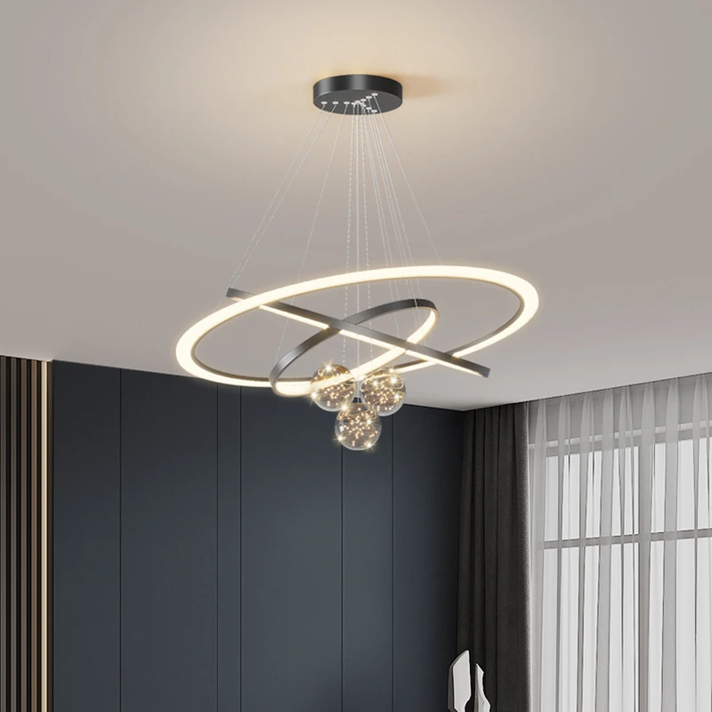 

Room Decor Led Art Chandelier Pendant Lamp Light Simple Modern Circle Surrounded By Gypsophila 2023 Designer Red Restaurant