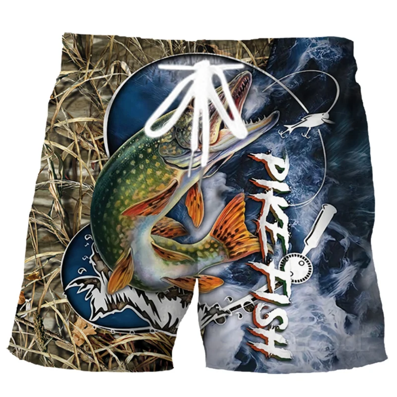 

Summer Camouflage Hunting Fish Graphic Printed Shorts For Men Outdoor Fishing Swim Fashion Pants Cool 3D Camo Sports Mens Shorts