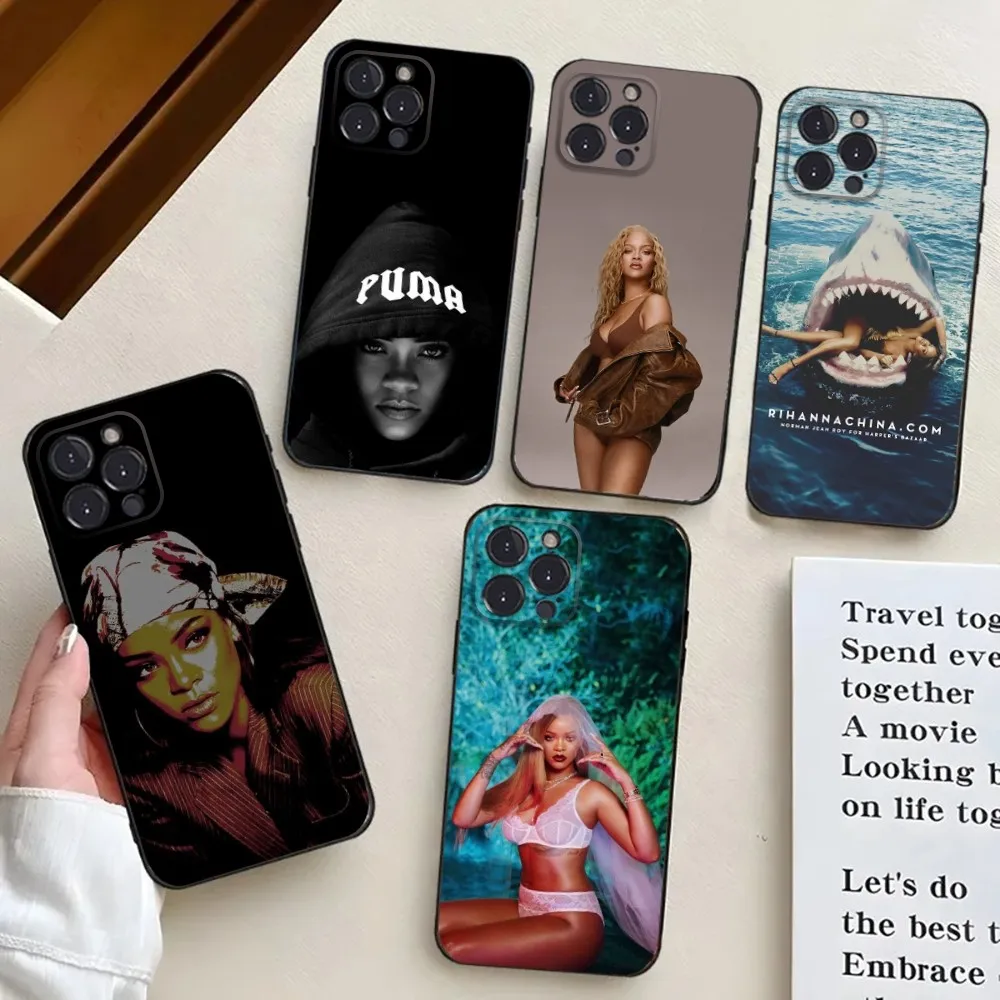 Чехол для телефона Singer R-Rihanna iPhone 16 15 14 13 12 11 Pro X XS Max XR Plus черный силиконовый мягкий