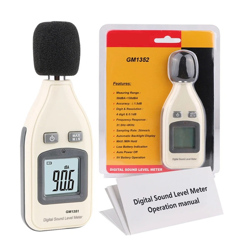 Digital Sound Level Meter Noise Audio Decibelimetro 30-130 DBA Monitor Tester GM1351